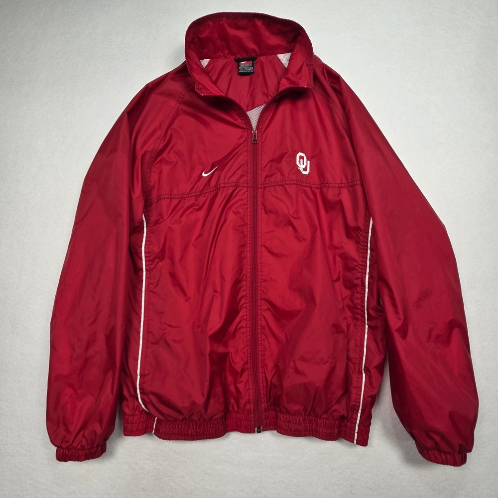 Vtg 90's Nike Windbreaker Oklahoma Sooners Jacket Men M NCAA Full Zip OU Vintage